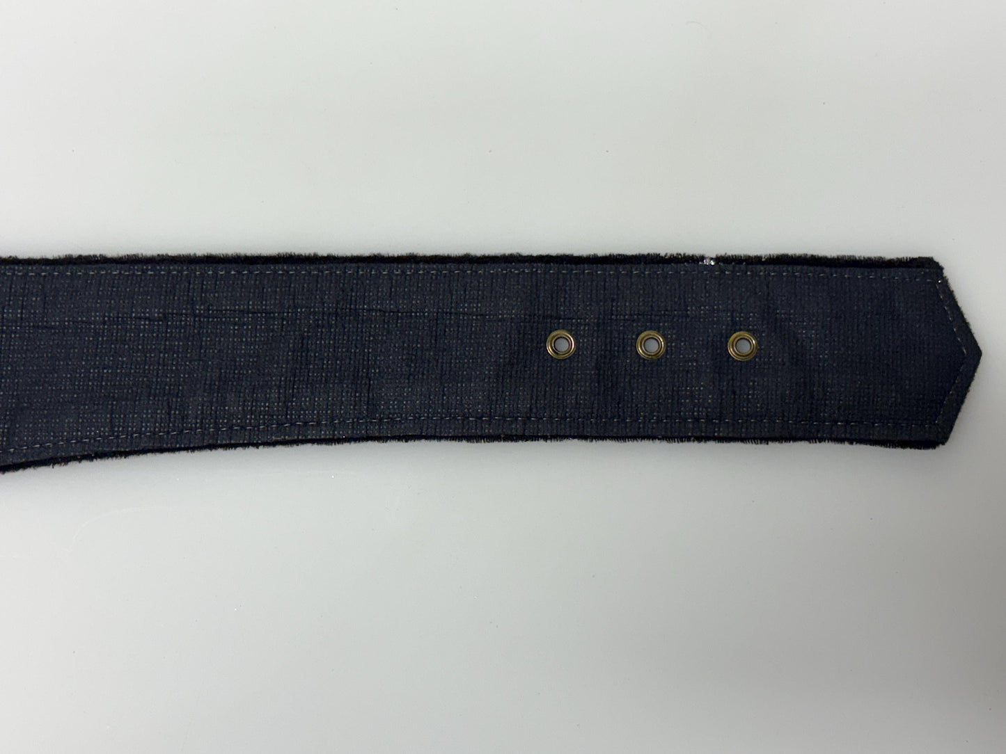 80s vintage womens flattering V shaped belt for a dress. Black velvet with spectacular glitter constellations. Unused NOS