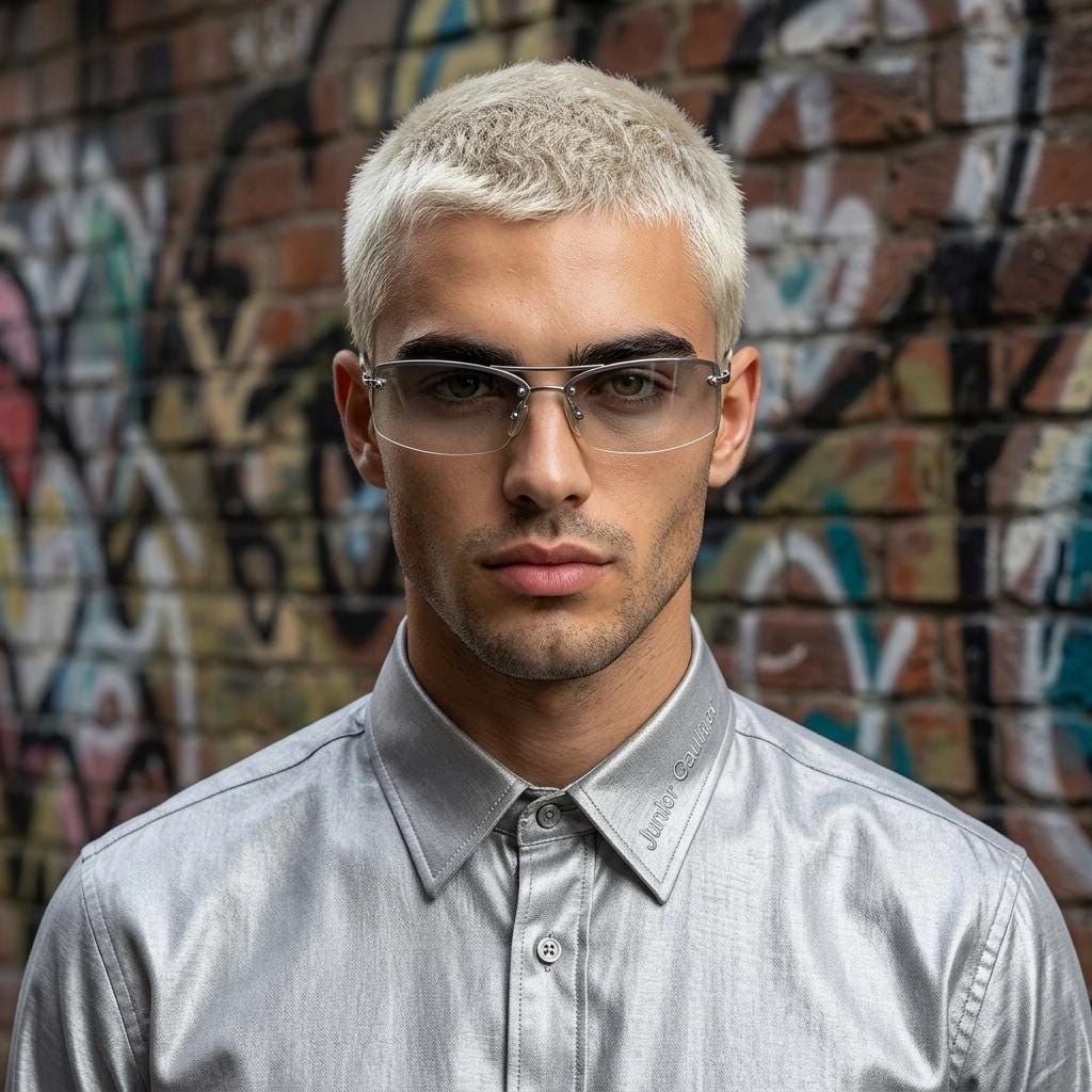 Y2K vintage wraparound sunglasses. Sick fashion grail half frame in silver chrome with extra light tone curving mirrored lenses. 2000's NOS