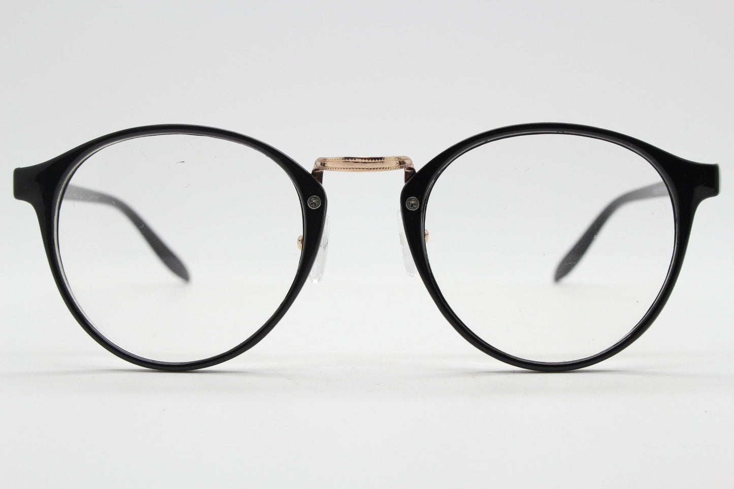90s vintage slender frame glasses. Black with gold bridge optical frames. 40s, 50s style prescription eyeglasses. Clear lens eyeglasses. RX