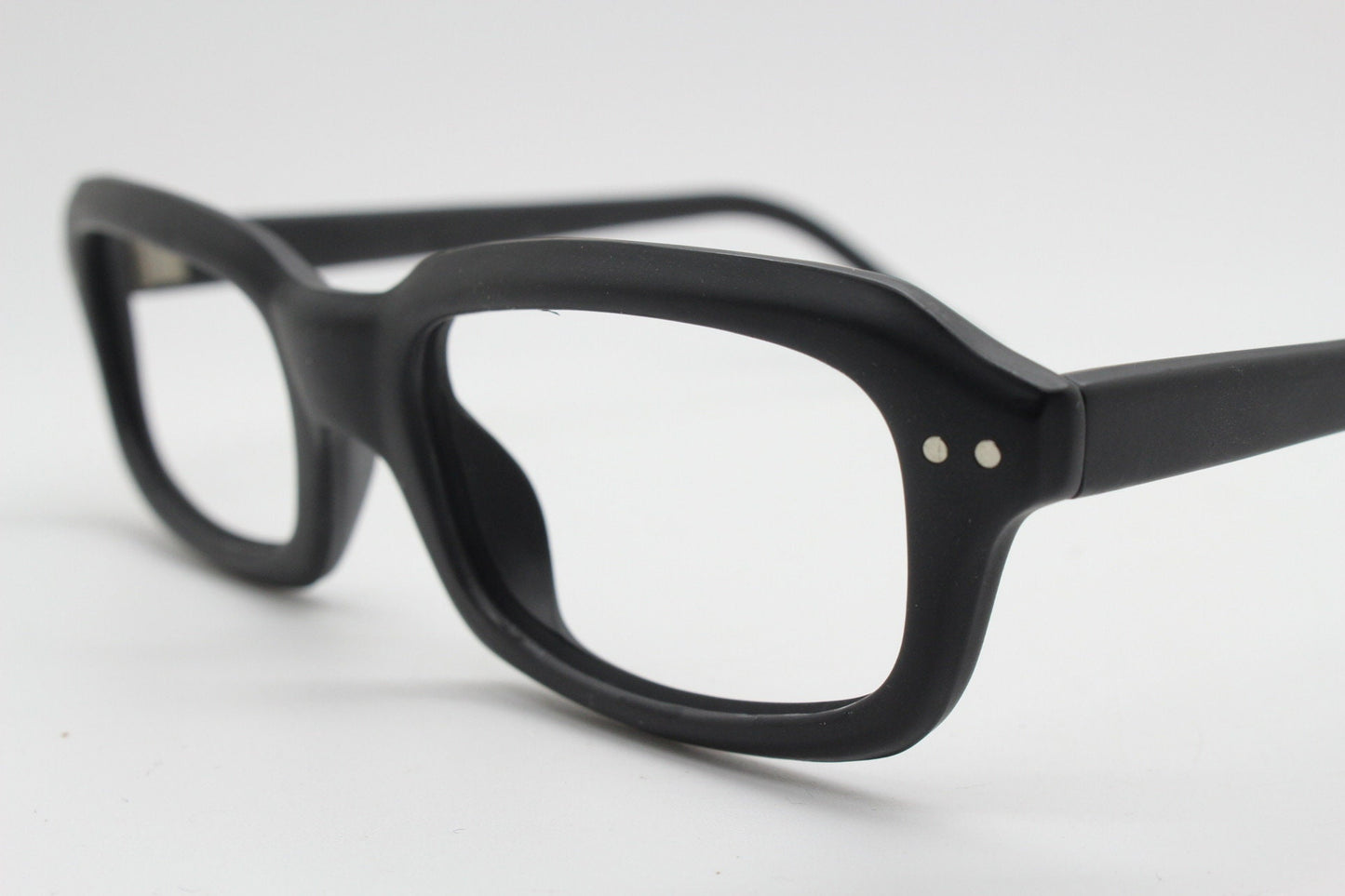 90s vintage black matt glasses. 60s design high quality rectangular optical frames. Prescription eyeglasses. RX Spectacles. BNWT NOS