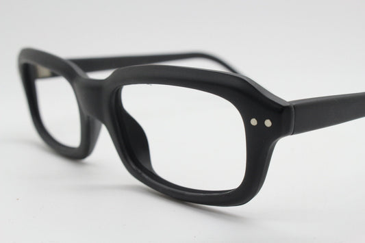90s vintage black matt glasses. 60s design high quality rectangular optical frames. Prescription eyeglasses. RX Spectacles. BNWT NOS