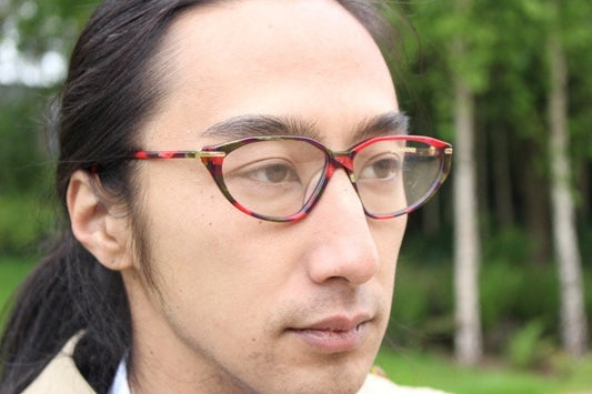 Jil Sander 90s vintage cat eye glasses model 242. Red and black marbled acetate cateye optical frame. Womens RX prescription eyeglasses. NOS