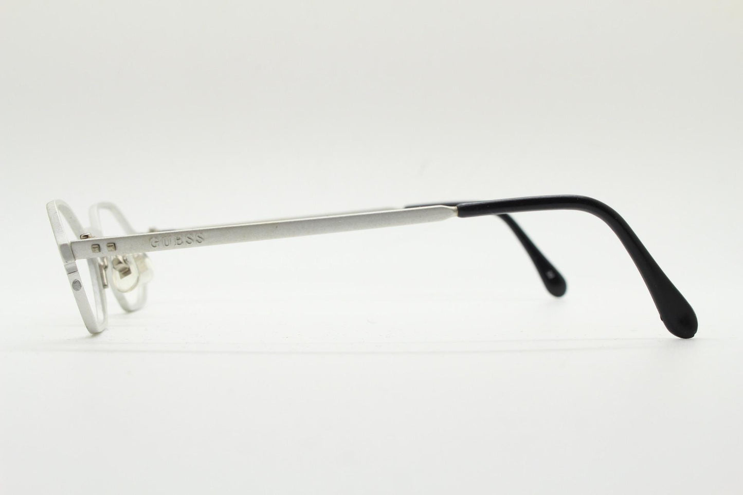 Guess 90s vintage hexagon eye glasses. Minimal matt silver micro style optical frames. Uber tech fashion. Prescription RX. Steampunk
