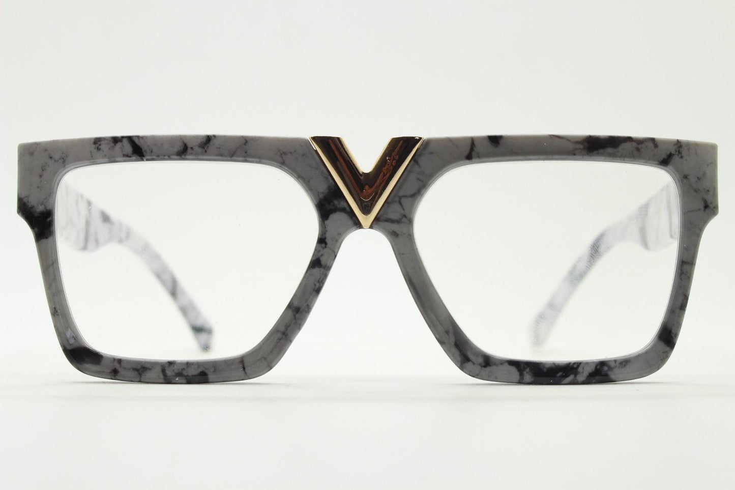 Grey marble flat top oversized eye glasses. Extreme fashion statement chunky optical frame with V bridge. Prescription. Vintage. RX  NOS
