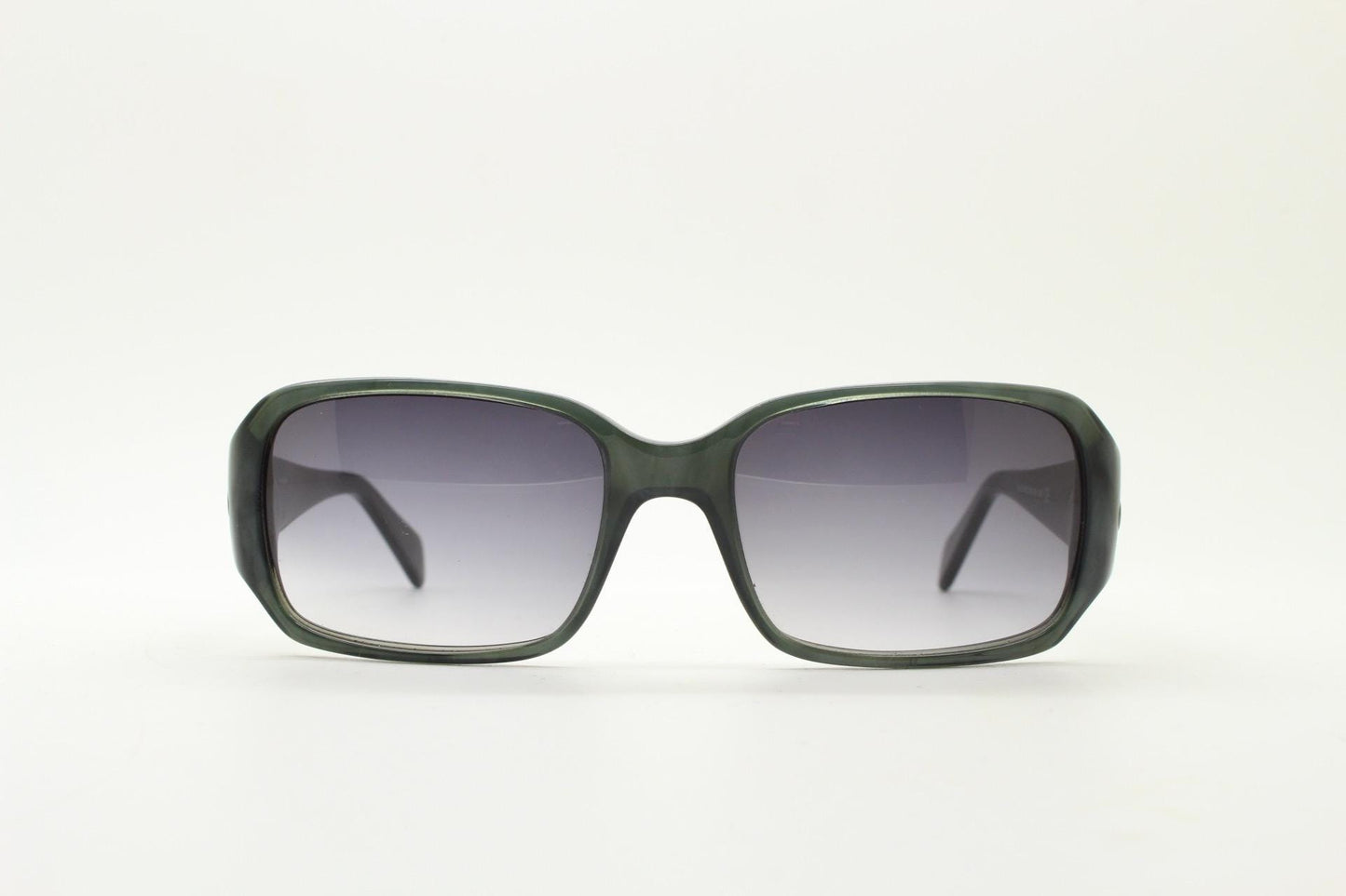 Key Enzo Y2k vintage wrap around curved rectangular sunglasses. Dark grey marbled acetate frame with gradient lenses. 2000's bug eye. NOS