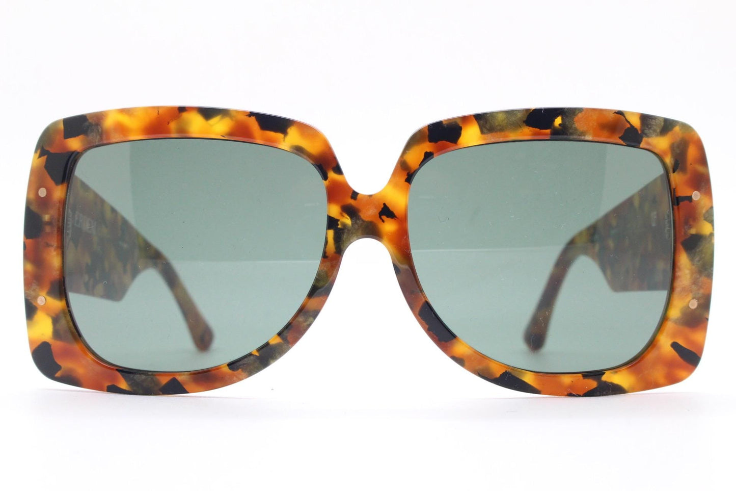 Erdem oversized square sunglasses made in Japan by Linda Farrow. Exquisite autumnal coloured acetate. Gallery Projects Vintage. NOS Full Set
