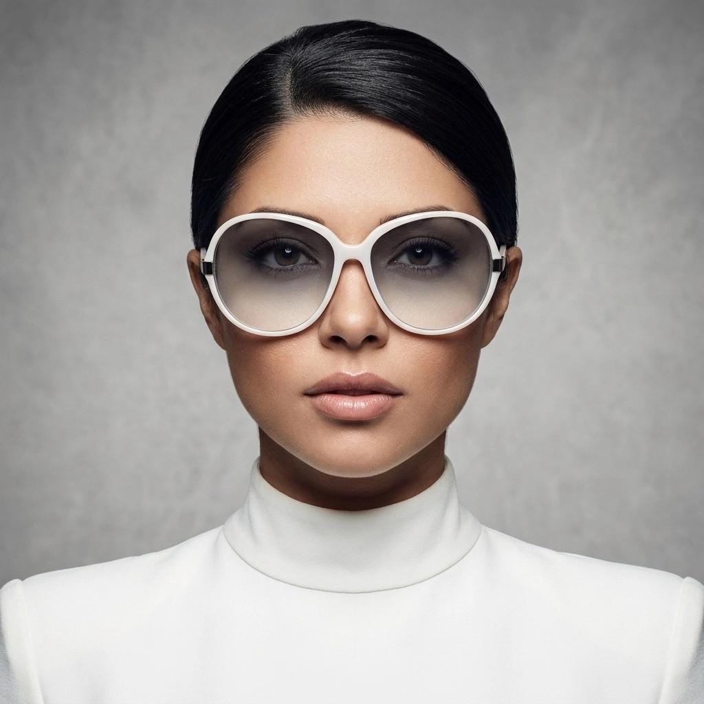 Costume National 70s design sunglasses made in Italy. Womens big white acetate frame with smoky graduating lenses. Y2k vintage