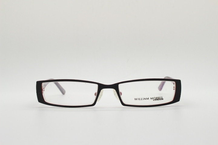William Morris vintage rectangular eye glasses. Black matt low profile metal optical frames with layered acetate arms. Prescription RX NOS