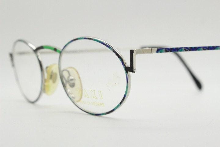 Taxi 90s vintage oval eye glasses. Unique abstract optical frame with extraordinary multi colour print. Casanova. Prescription glasses, RX