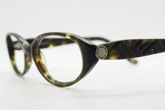 Lulu Guinness vintage oval eye glasses. Dark tortoise low profile optical frames. Prescription eyeglasses. RX spectacles