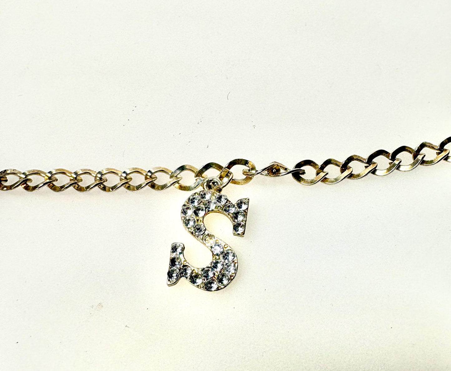 Y2K vintage womens slim chain belt with diamante STAR. Shiny chrome steel with  hanging diamante studded letters. Rhinestone. 2000s NOS