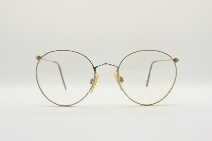90s vintage round panto metal eye glasses. Accurate 30s reproduction optical frames in satin finish. Prescription eyeglasses. RX spectacles