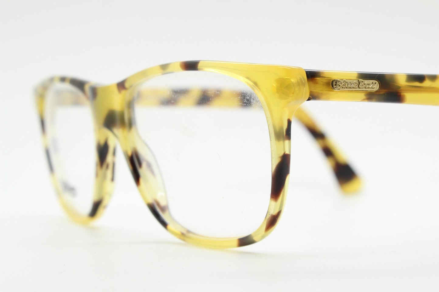 Blue Bay 90s vintage wayfarer design eye glasses made in Italy. Classic rectangular optical frame in honey tortoise. Prescription RX. NOS