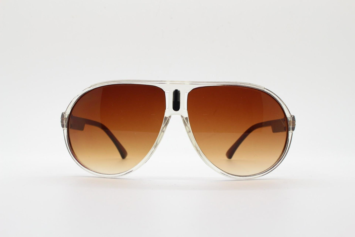 Y2K vintage aviator sunglasses. 2000's transparent and brown frame with graduating lenses. 70s design. 00's NOS aviators