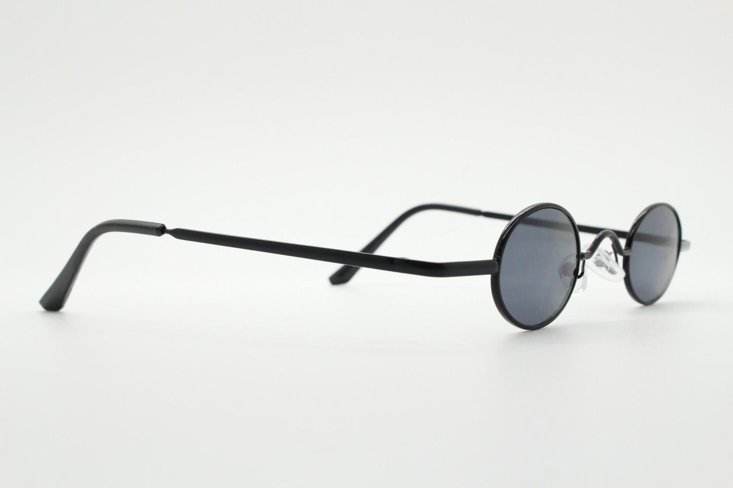 90s vintage small oval sunglasses. Imposing minimal black gloss metal victorian style frame. Steampunk. Unused BNWT