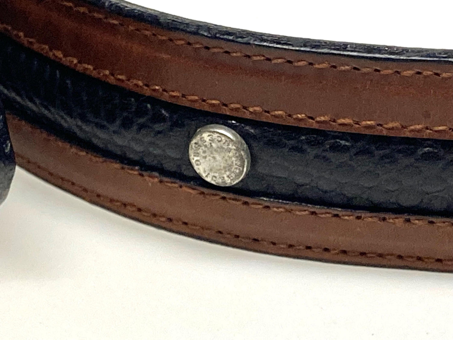 Iceberg 90s vintage black and brown genuine leather belt with big silver buckle depicting bucking bronco's. Made in Italy. BNWT. NOS