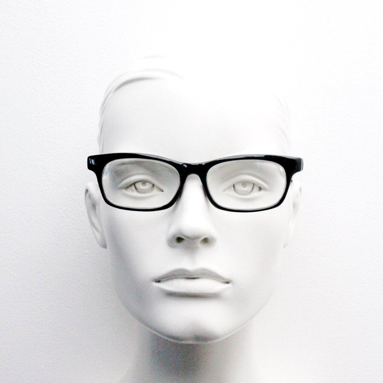 90s vintage black low profile glasses. 60s design rectangular gloss acetate optical frames. Prescription eyeglasses. RX Spectacles. BNWT NOS