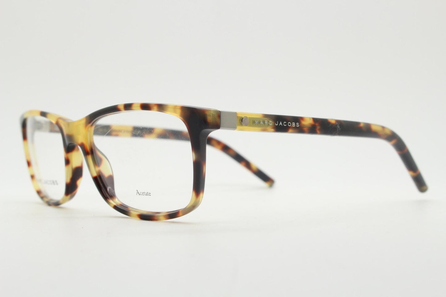 Marc Jacobs rectangular low profile eye glasses. Vibrant honey tortoise gloss acetate optical frames. Prescription eyeglasses. BNWT