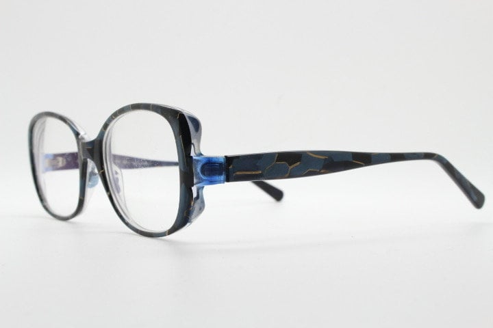 Jean Lafont Paris eye glasses made in France model Anenome 3088. Marbled acetate cateye optical frames. Womens prescription eyeglasses. RX