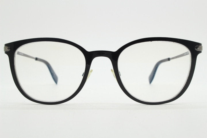 Trussardi modified cat eye glasses model VTR023. Womens flat black and gunmetal grey optical frame. Prescription. Vintage spectacles