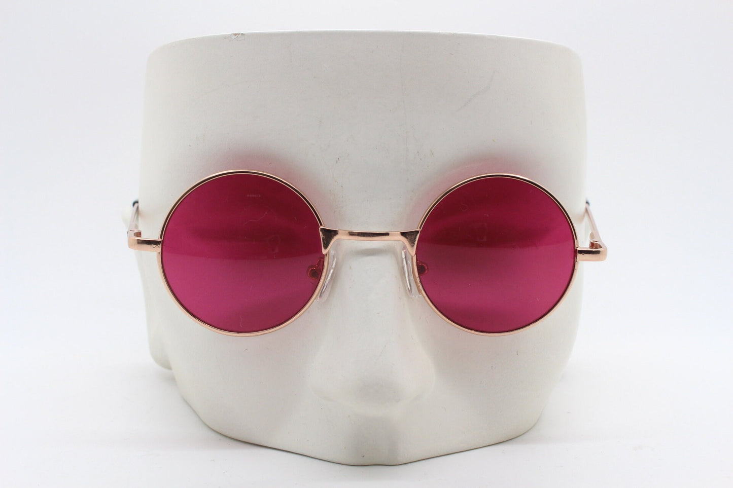 Kids 90s round vintage sunglasses. Rose gold metal frame with intense pink lenses. Childrens. John Lennon. BNWT