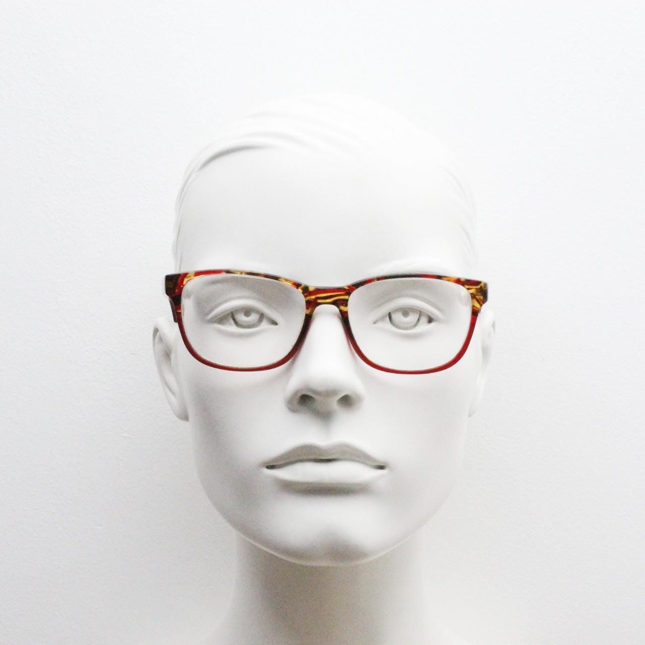 MO eyewear rectangular eye glasses made in Spain. Vibrant multi colour slim acetate optical frames. Prescription Vintage RX Spectacles