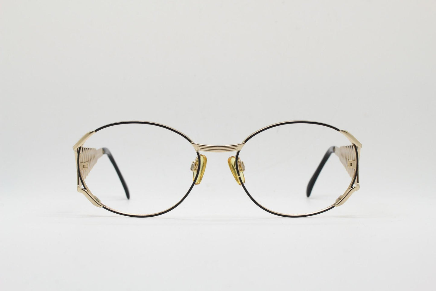Yves Saint laurent 90s vintage large oval eye glasses made in Italy with incredible zig zag arm design. YSL Prescription RX spectacles