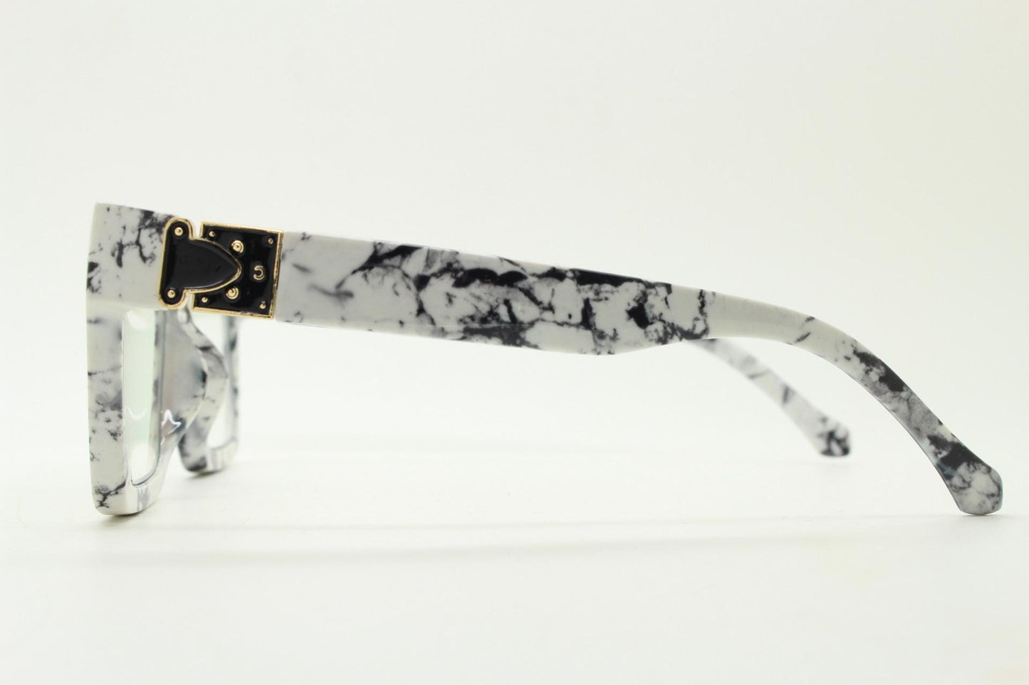 White marble flat top oversized eye glasses. Extreme fashion statement chunky optical frame with V bridge. Prescription. Vintage. RX  NOS