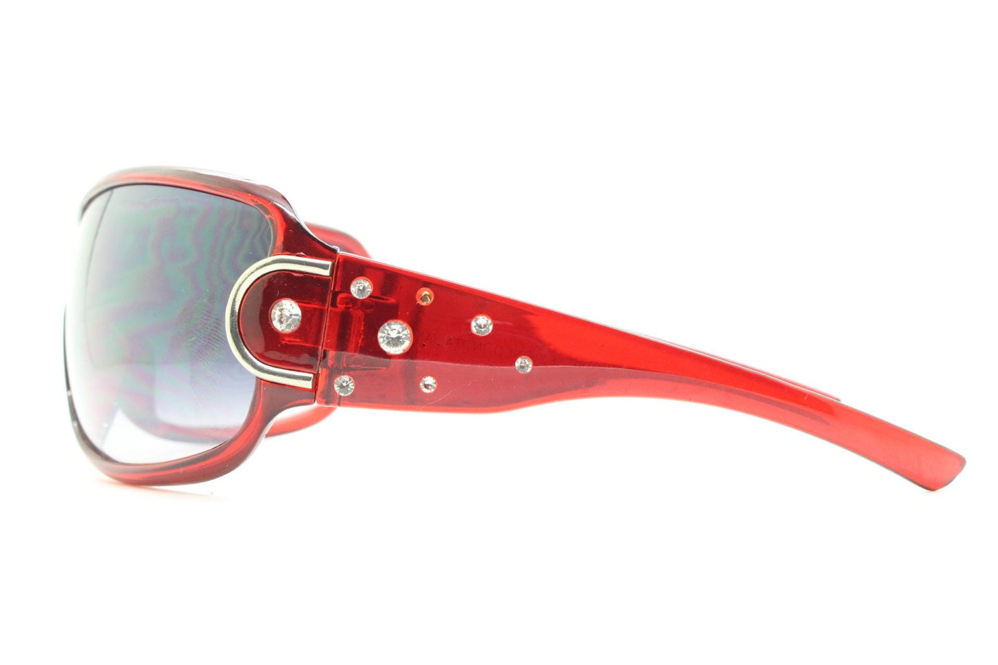 Y2K vintage visor sunglasses. Red massive mask mono lens wrap around with diamantes. Ghetto fabulous bling shield. 2000s NOS. Rhinestone