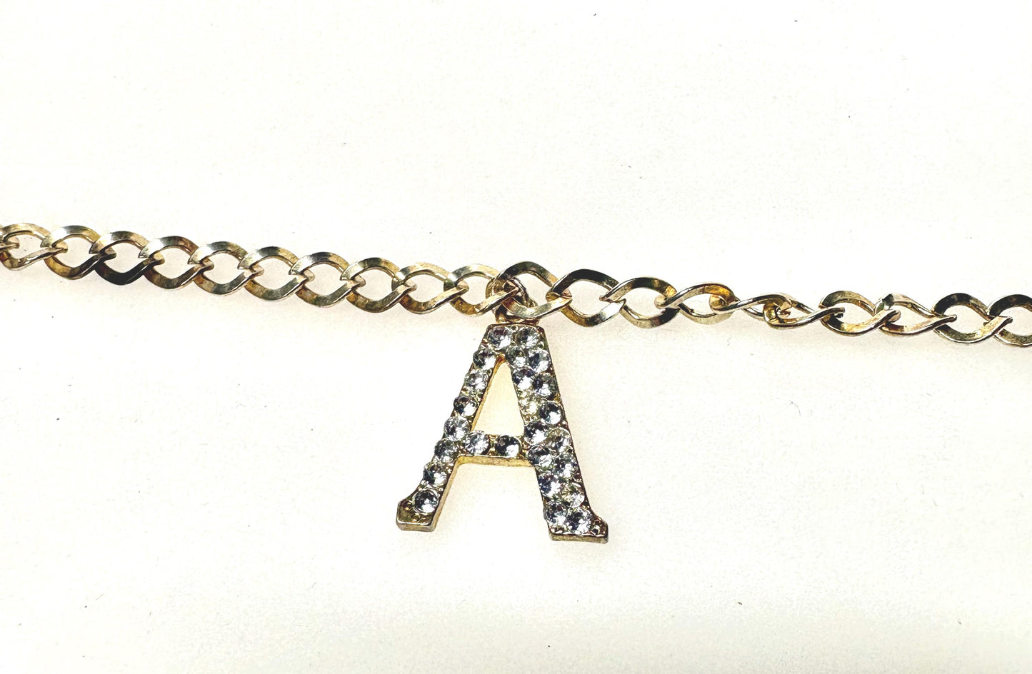 Y2K vintage womens slim chain belt with diamante STAR. Shiny chrome steel with  hanging diamante studded letters. Rhinestone. 2000s NOS