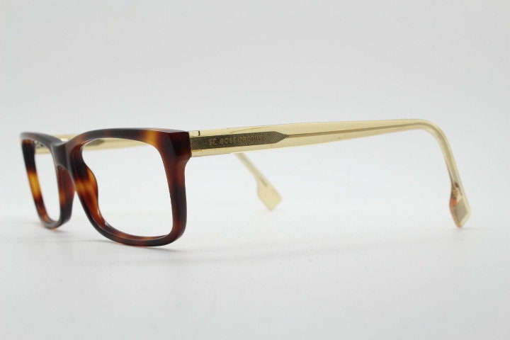 Hugo Boss rectangular glasses. Mottled brown acetate optical frames with transparent arms. Prescription eyeglasses. RX Spectacles