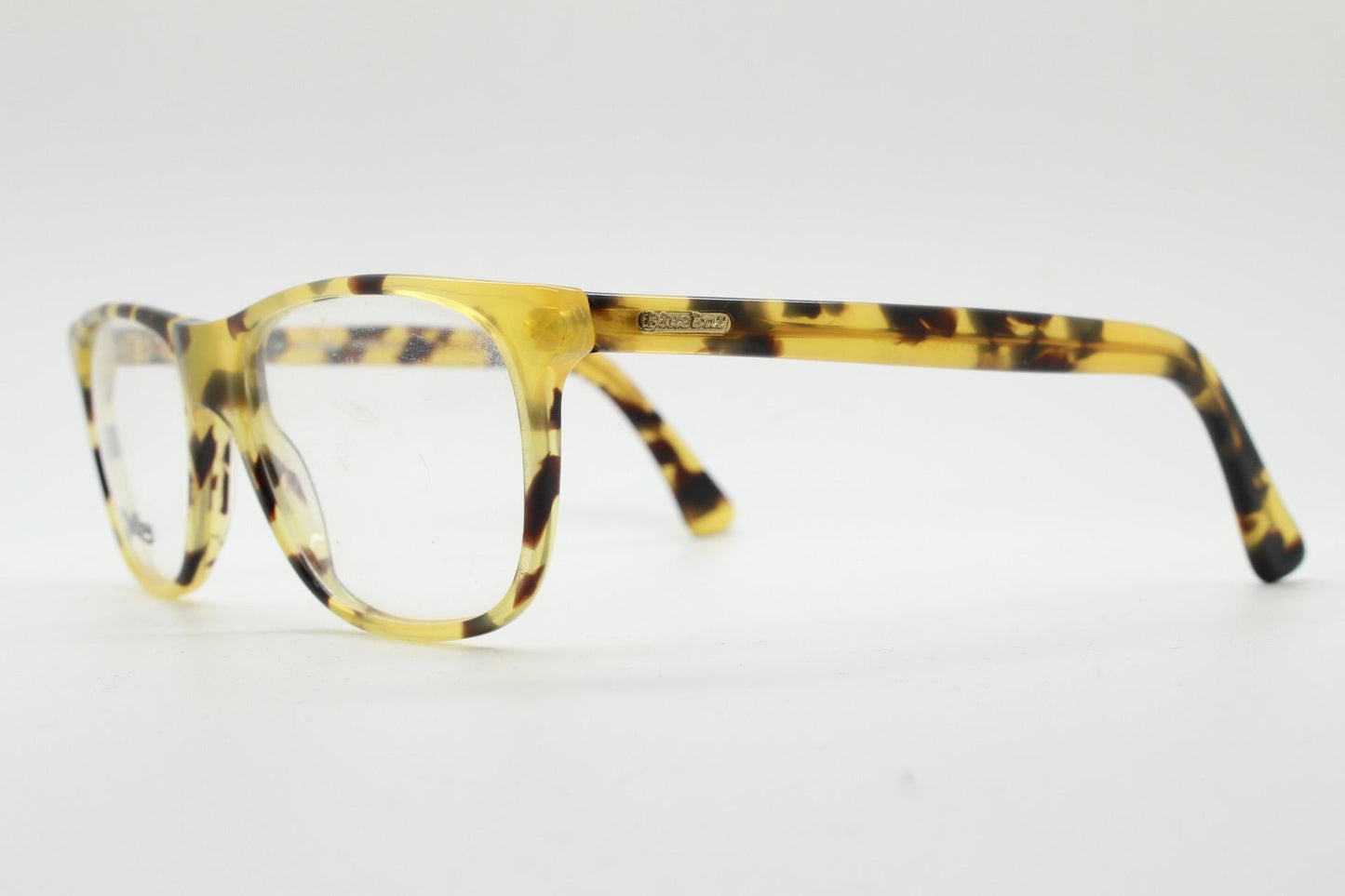 Blue Bay 90s vintage wayfarer design eye glasses made in Italy. Classic rectangular optical frame in honey tortoise. Prescription RX. NOS