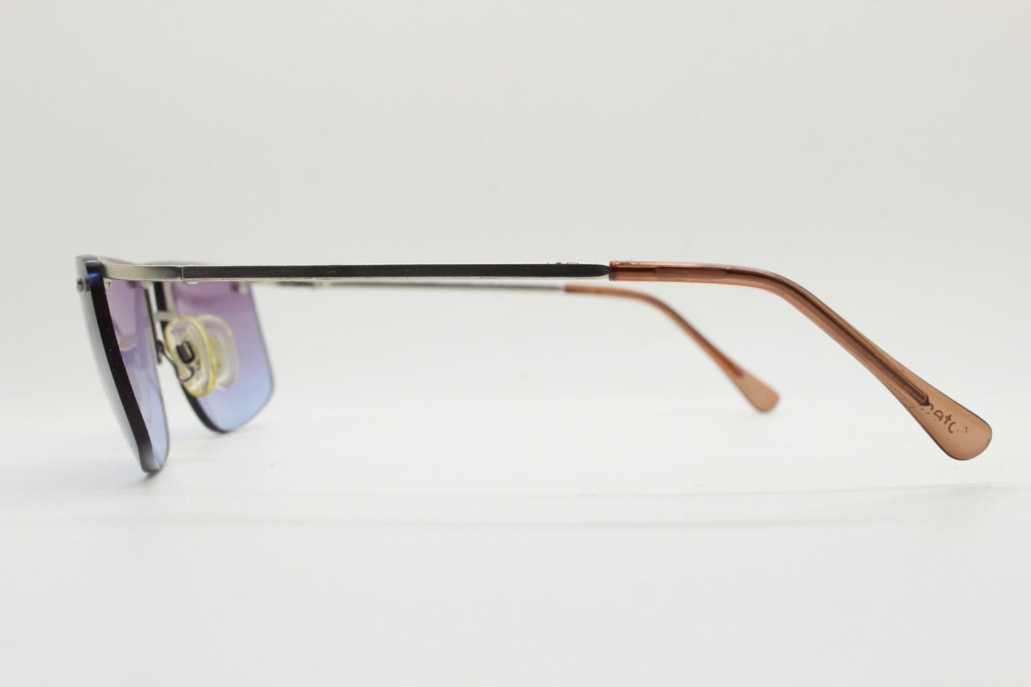 Y2K vintage purple shield sunglasses. 2000's satin finish metal half frame wraparound with sensational curving ombre lenses. 90s. 00s