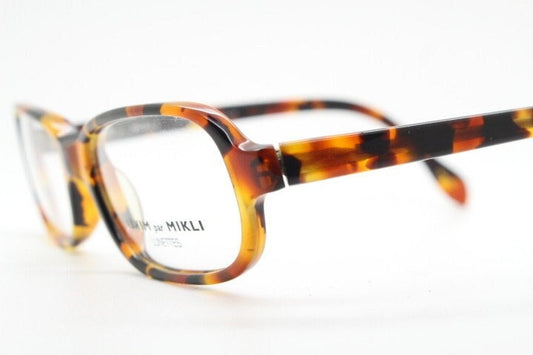 Alain Mikli par Mikli Paris rectangular eye glasses hand made in France. Amber tortoise optical frame. Womens prescription eyeglasses. NOS