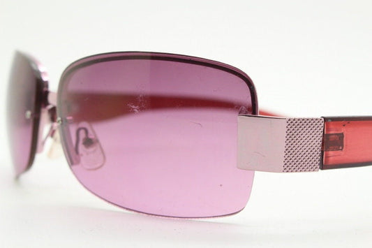 Y2K vintage big rectangular sunglasses. Half frame 2000's wrap around with purple curved lenses and matching purple chrome trim. 00's