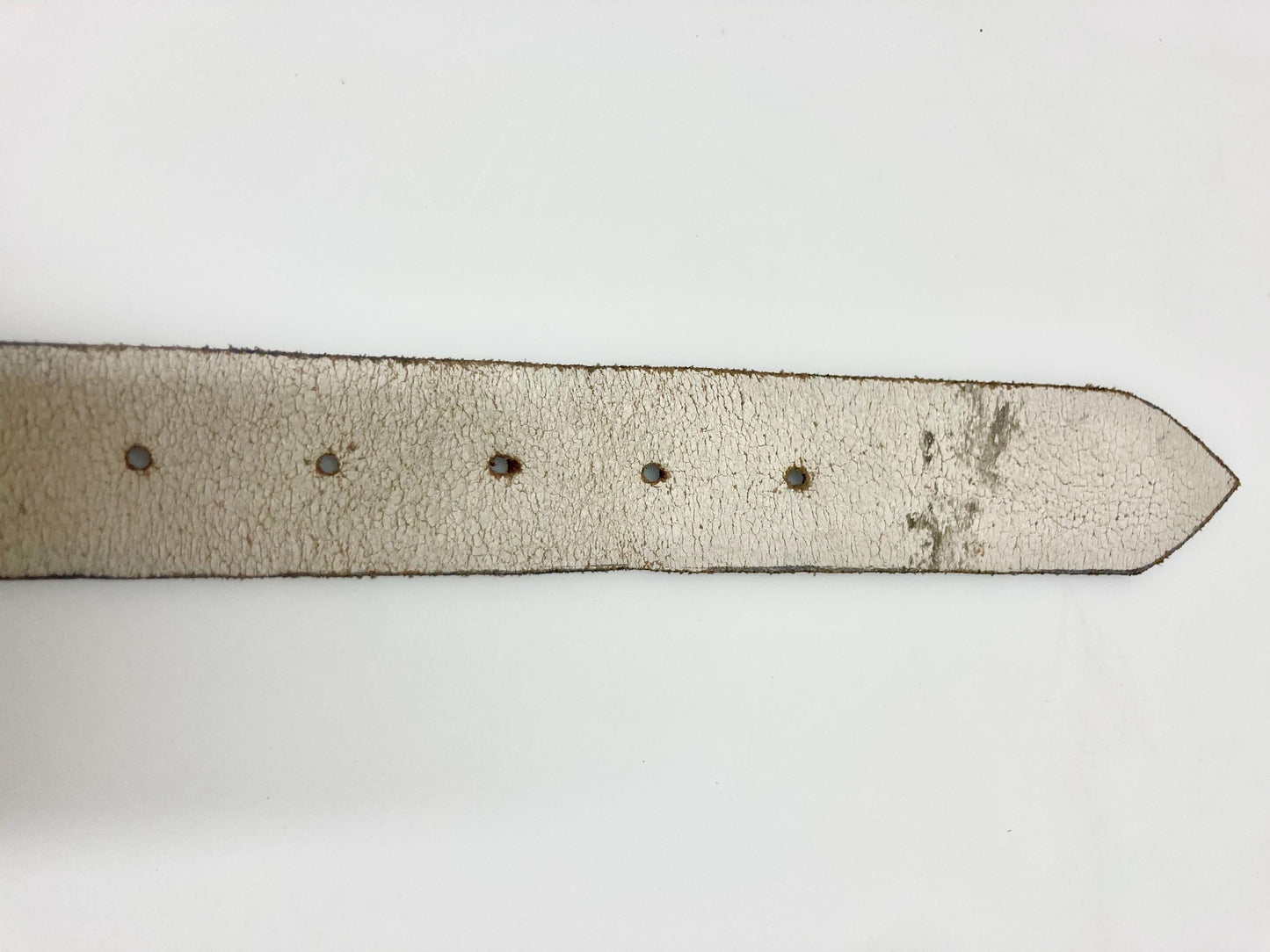 70s vintage womens dress or jeans belt with big round fancy buckle. Gold with multi colour indented patterns. Raw home made finish. NOS