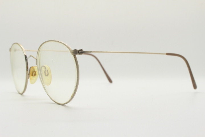 90s vintage round panto metal eye glasses. Accurate 30s reproduction optical frames in satin finish. Prescription eyeglasses. RX spectacles