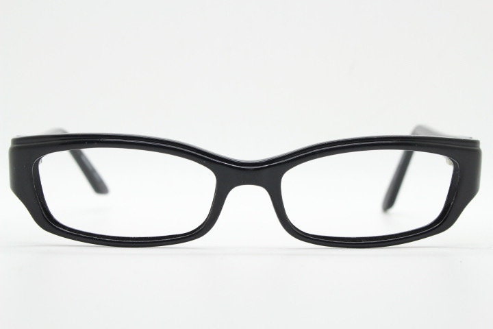 Missoni modified cat eye glasses. Rectangular low profile black acetate optical frames. Prescription eyeglasses. RX spectacles