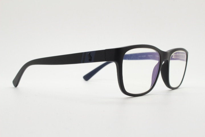 Ralph Lauren rectangular black eye glasses. Matt finish acetate optical frame with subtle logo's. Prescription eyeglasses. RX vintage