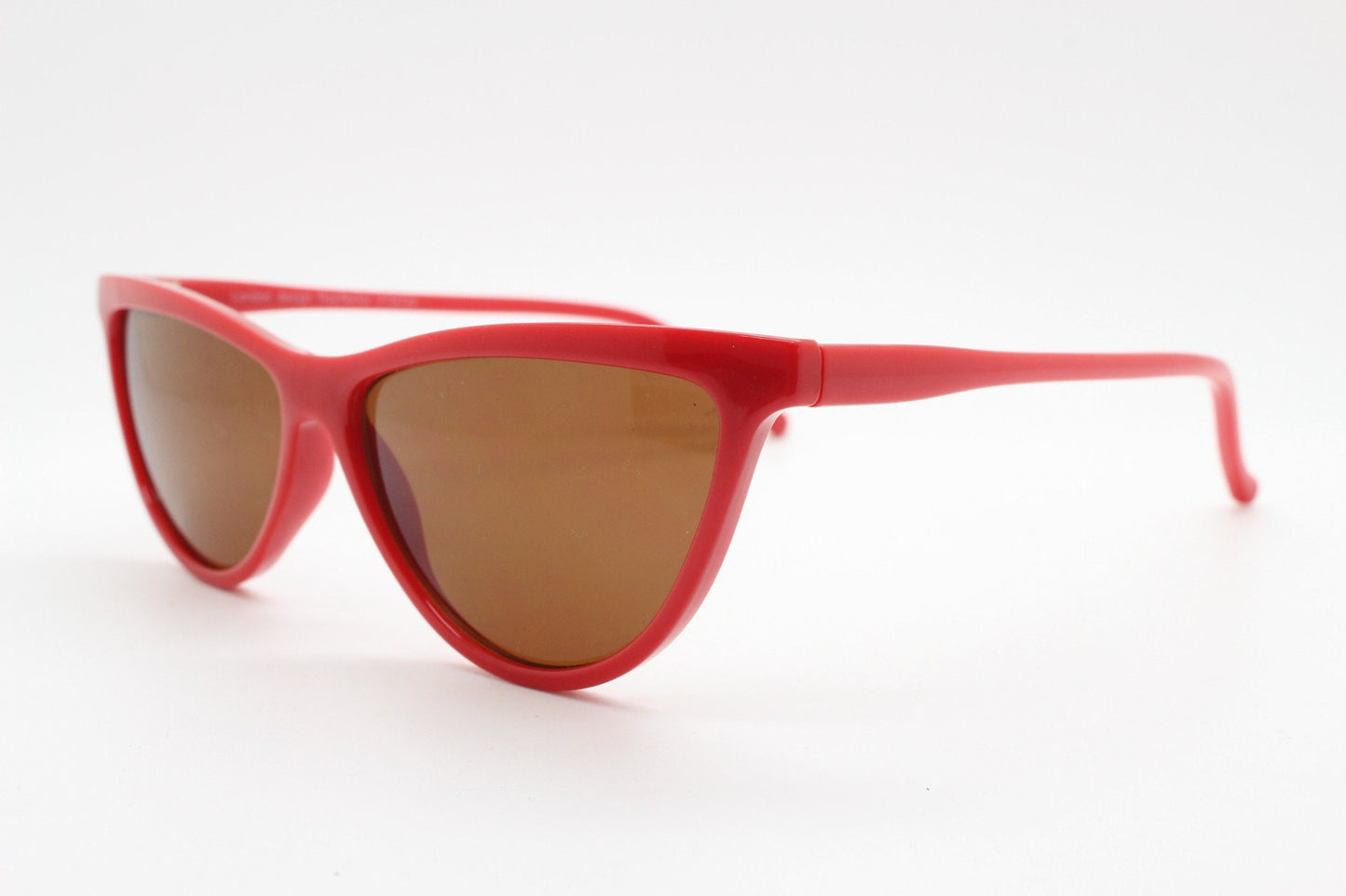 Vintage 90s red cat eye sunglasses. Womens slim 50s style cateye frame with Havana brown lenses. Rockabilly, pin up. NOS catseye