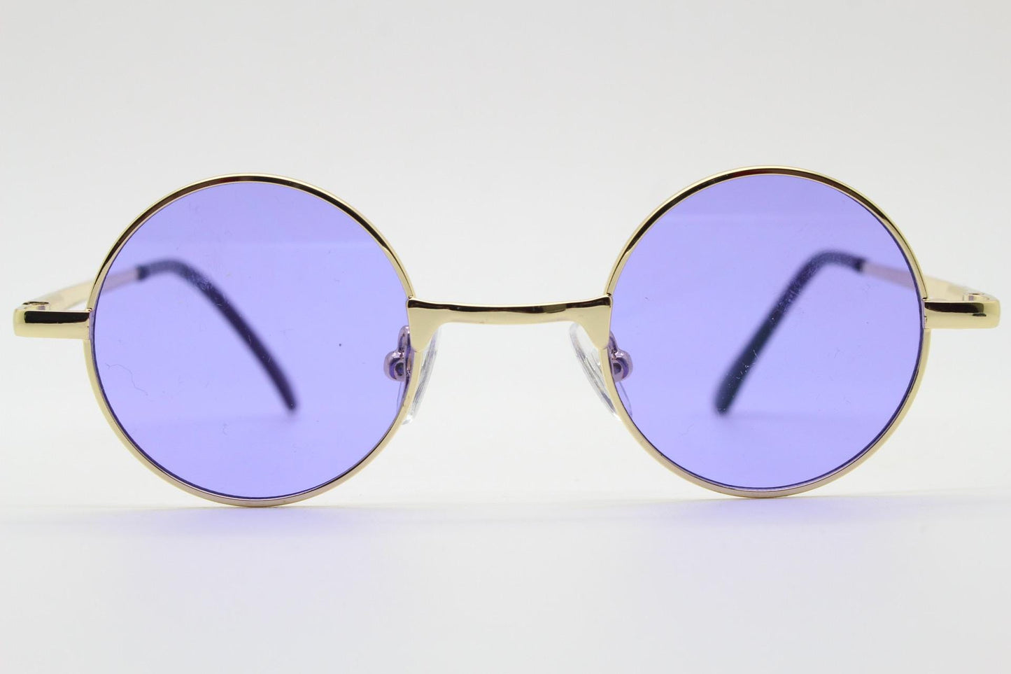 Kids 90s round vintage sunglasses. Rose gold metal frame with purple lenses. Childrens. John Lennon. Unused NOS. Full UV protection