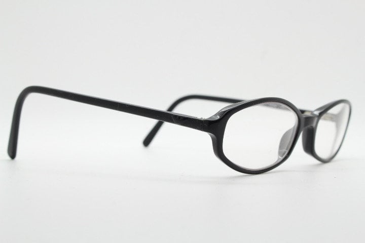Emporio Armani oval eye glasses model 646 made in Italy. Black gloss acetate slim optical frames. Prescription eyeglasses. RX spectacles