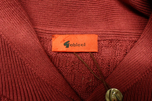 Gabicci vintage waffle knit pullover jumper with small buttoned shawl collar. Mens red sweater. Size XL. NOS clearance item -rrp 80 GBP
