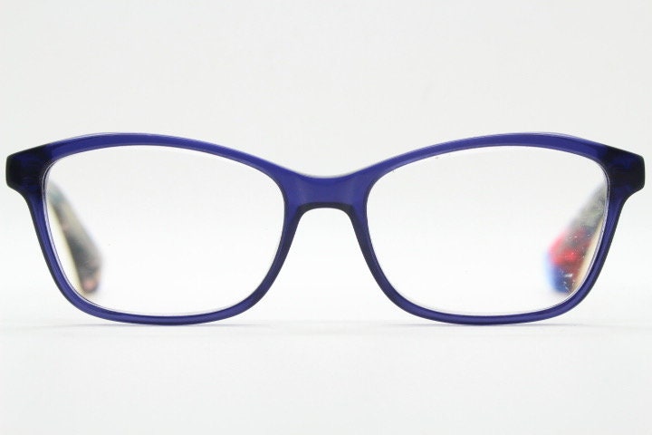 Christian Lacroix modified cat eye glasses. Artistic patterned acetate optical cateye frames. Prescription RX eyeglasses