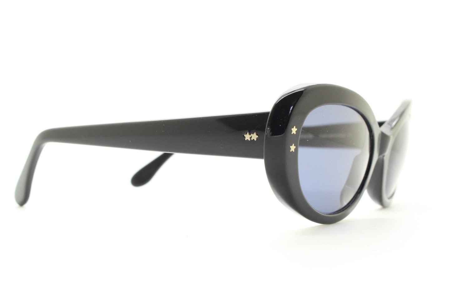 Cutler and Gross London vintage oval cateye sunglasses. Womens chunky plain black gloss hand made acetate cat eye. NOS Y2K vintage