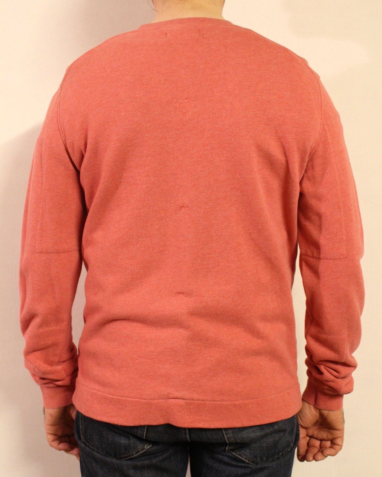 Folk mens classic square bottom sweatshirt. Minimal pink plain crew neck pullover. Round neck jumper. Vintage. Clearance - rrp 120 sterling