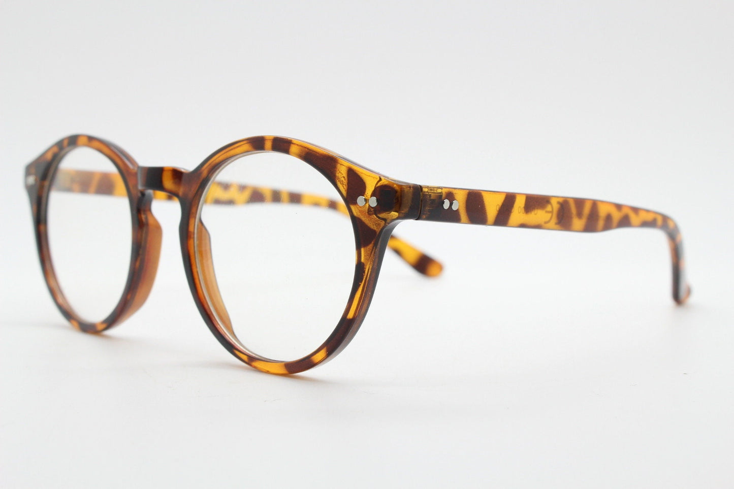 90s vintage small round glasses. 30s, 20s style tortoise optical frames. Prescription eyeglasses with clear lens. RX. Oval NOS spectacles