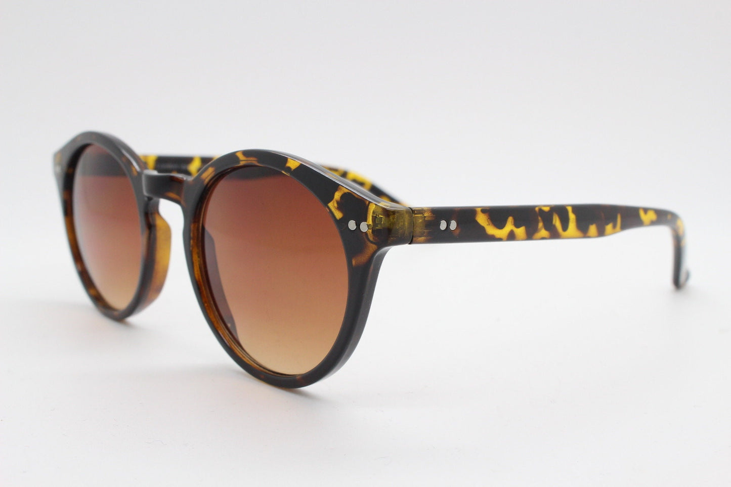 90s vintage small round sunglasses. 30s, 20s style gloss tortoise frame with warm brown lenses. BNWT