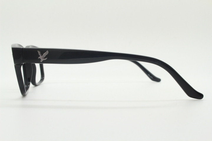 Lyle and Scott rectangular eye glasses. Classical plain black gloss 60s design optical frames. Prescription. RX Spectacles. Men mod vintage