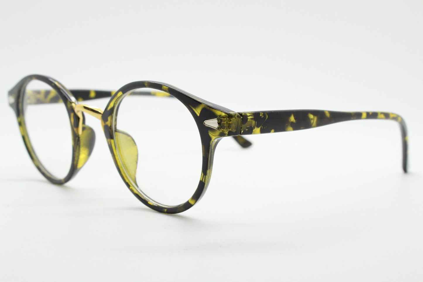 90s vintage round frame glasses. Tortoise with gold bridge optical frames. 40s, 50s design clear lens prescription eyeglasses. RX
